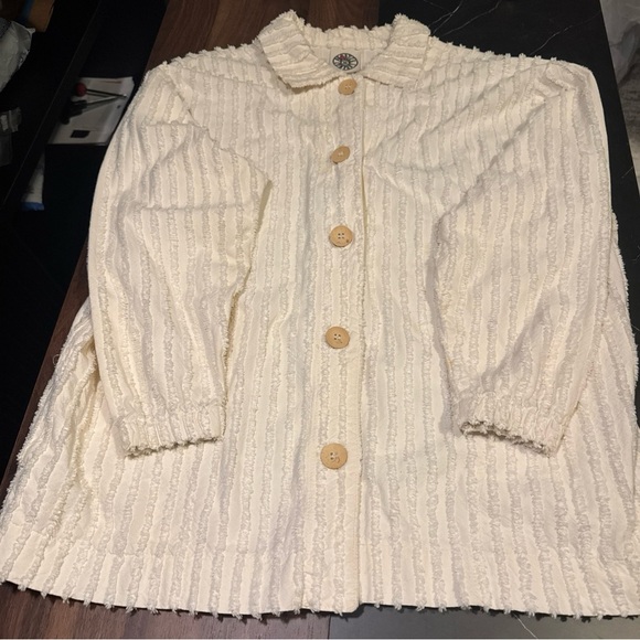 Cream Textured Men's Jacket - Picture 1 of 7